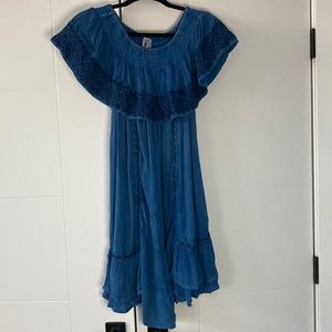 Blue Boho Off Shoulder Beachy Dress - Muche Muchette
